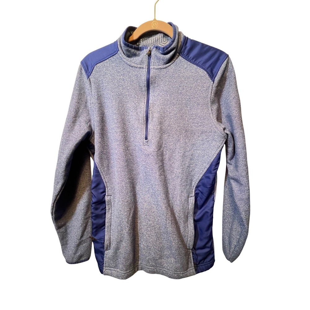 Under Armour Mens Pullover ColdGear Quarter Zip Small Blue Heathered Sweatshirt